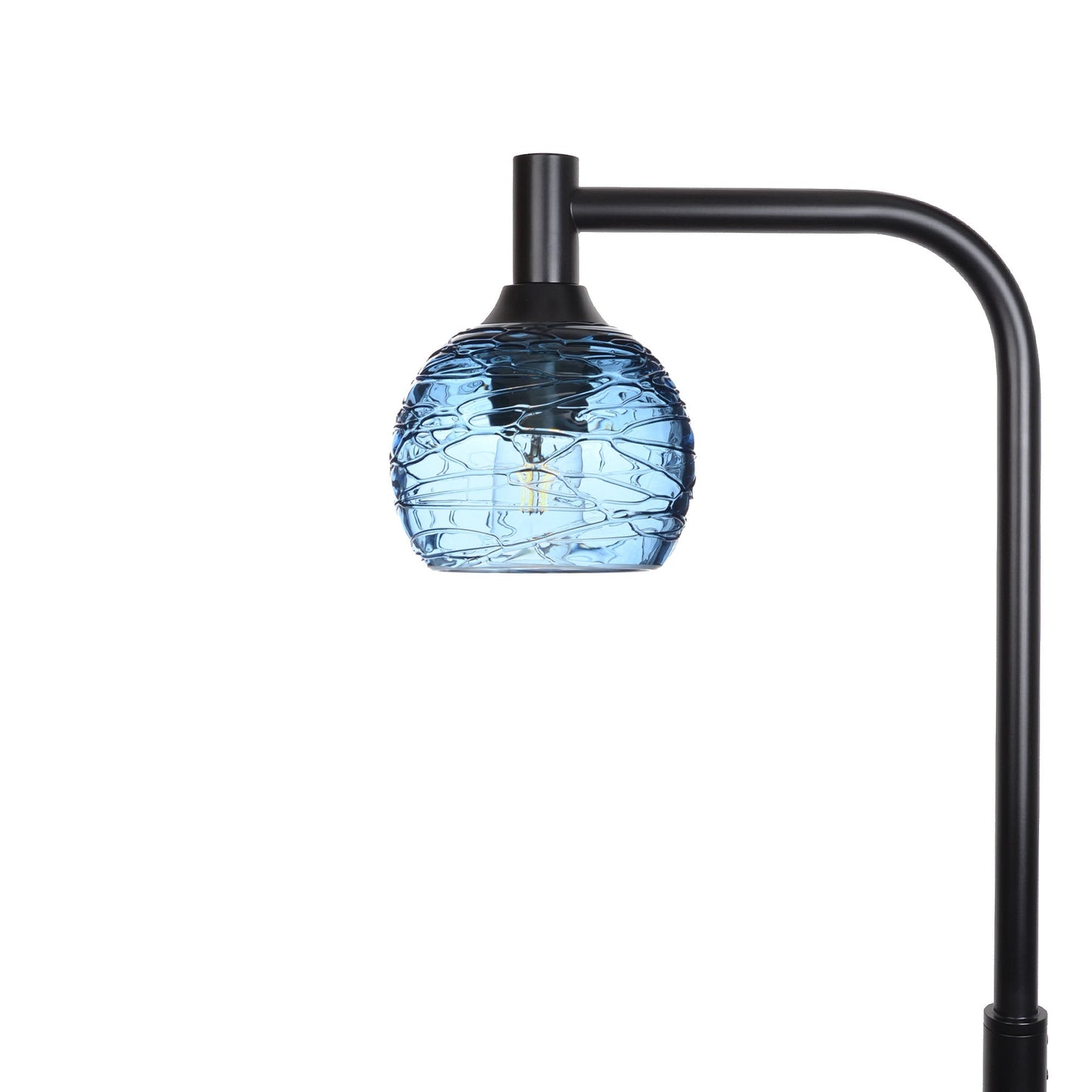 763 Spun: Floor Lamp-Glass-Bicycle Glass Co - Hotshop-Steel Blue-Matte Black-Bicycle Glass Co