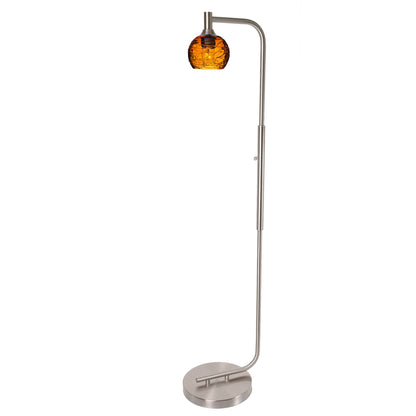 763 Spun: Floor Lamp-Glass-Bicycle Glass Co - Hotshop-Golden Amber-Brushed Nickel-Bicycle Glass Co