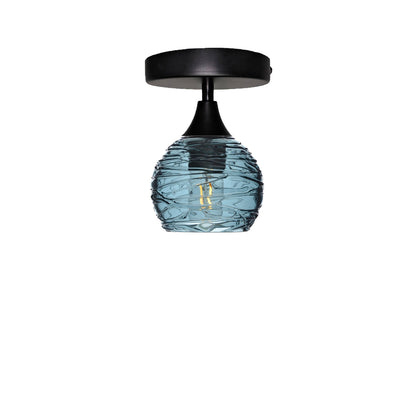 763 Spun: Semi Flush Light-Glass-Bicycle Glass Co-Slate Gray-Matte Black-Bicycle Glass Co