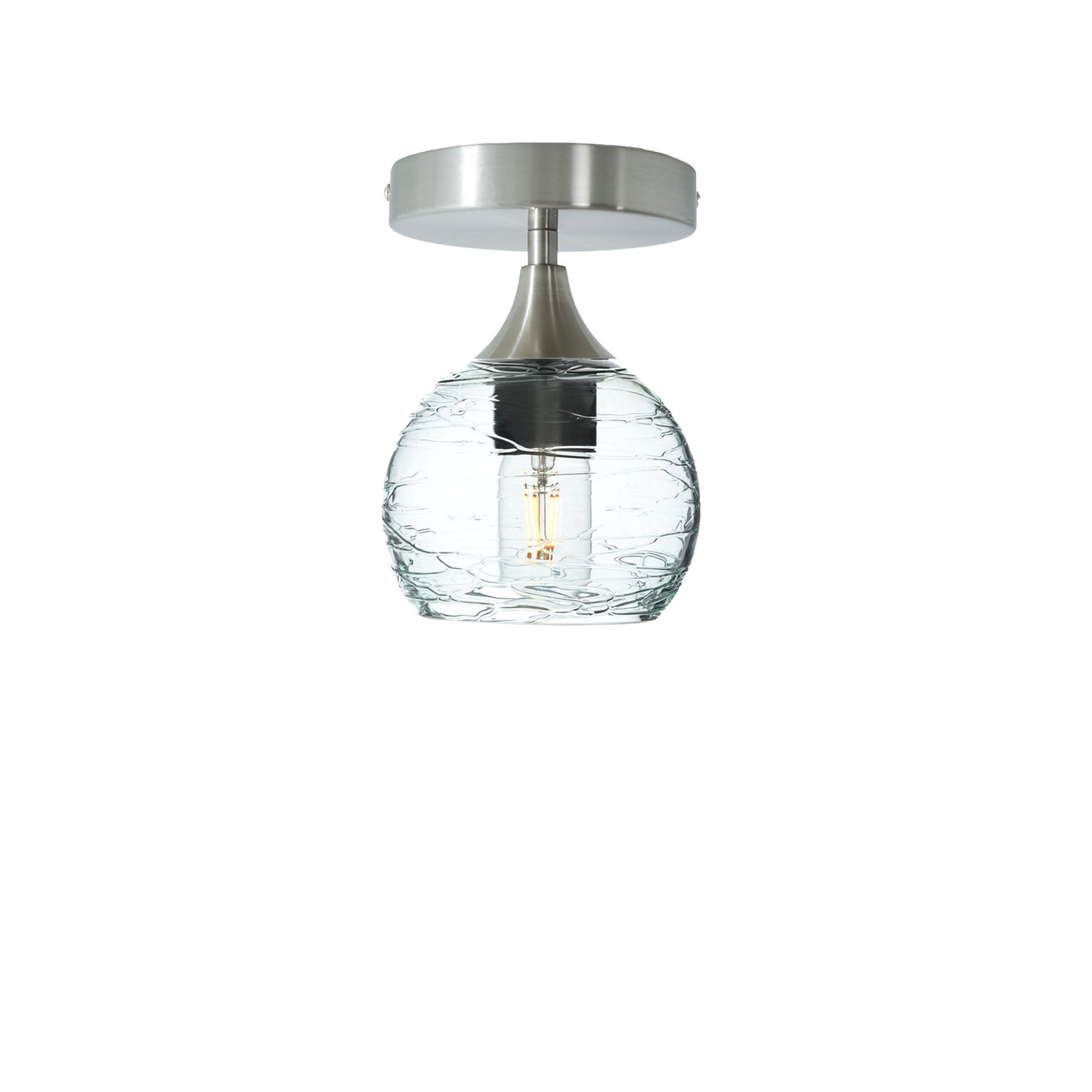 763 Spun: Semi Flush Light-Glass-Bicycle Glass Co-Eco Clear-Brushed Nickel-Bicycle Glass Co