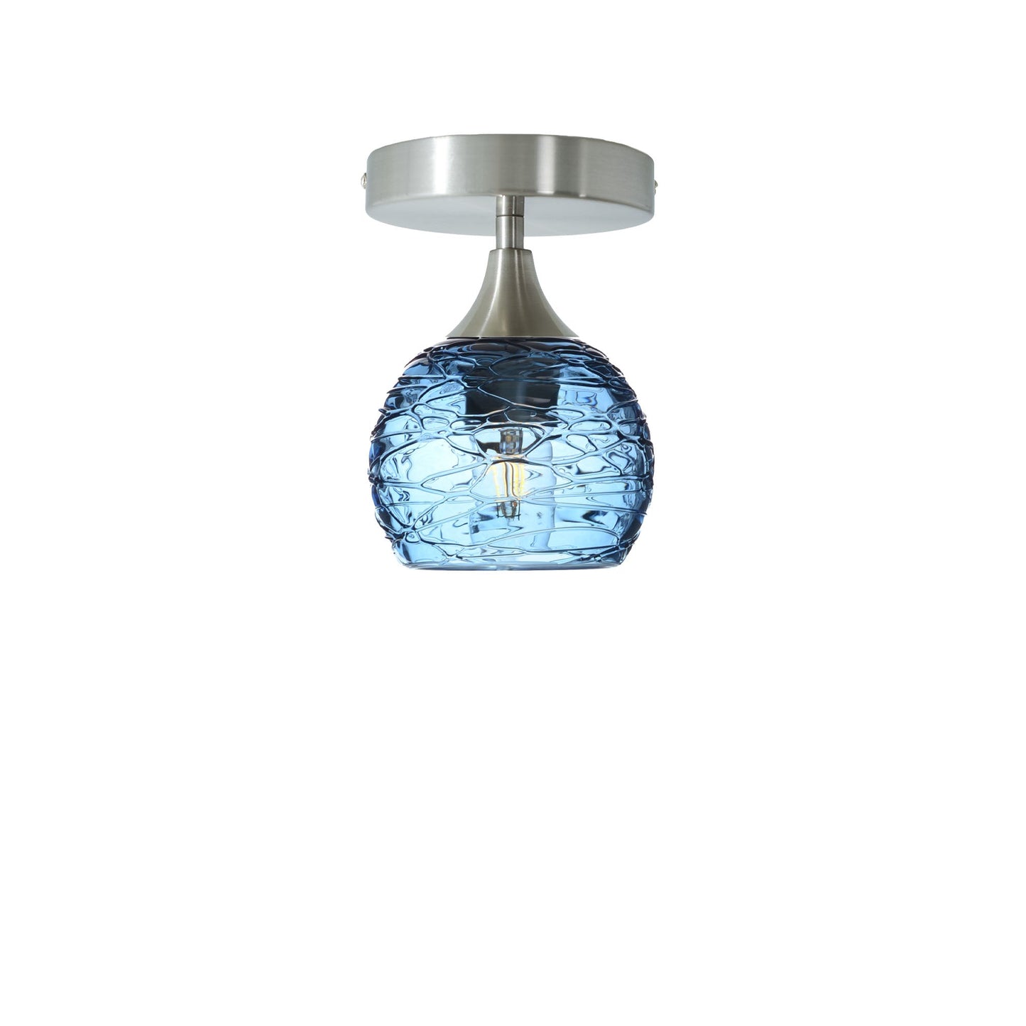 763 Spun: Semi Flush Light-Glass-Bicycle Glass Co-Steel Blue-Brushed Nickel-Bicycle Glass Co