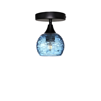 763 Spun: Semi Flush Light-Glass-Bicycle Glass Co-Steel Blue-Matte Black-Bicycle Glass Co