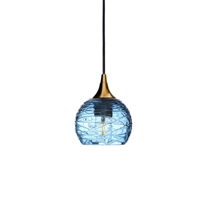 763 Spun: Single Pendant Light-Glass-Bicycle Glass Co - Hotshop-Steel Blue-Polished Brass-Bicycle Glass Co