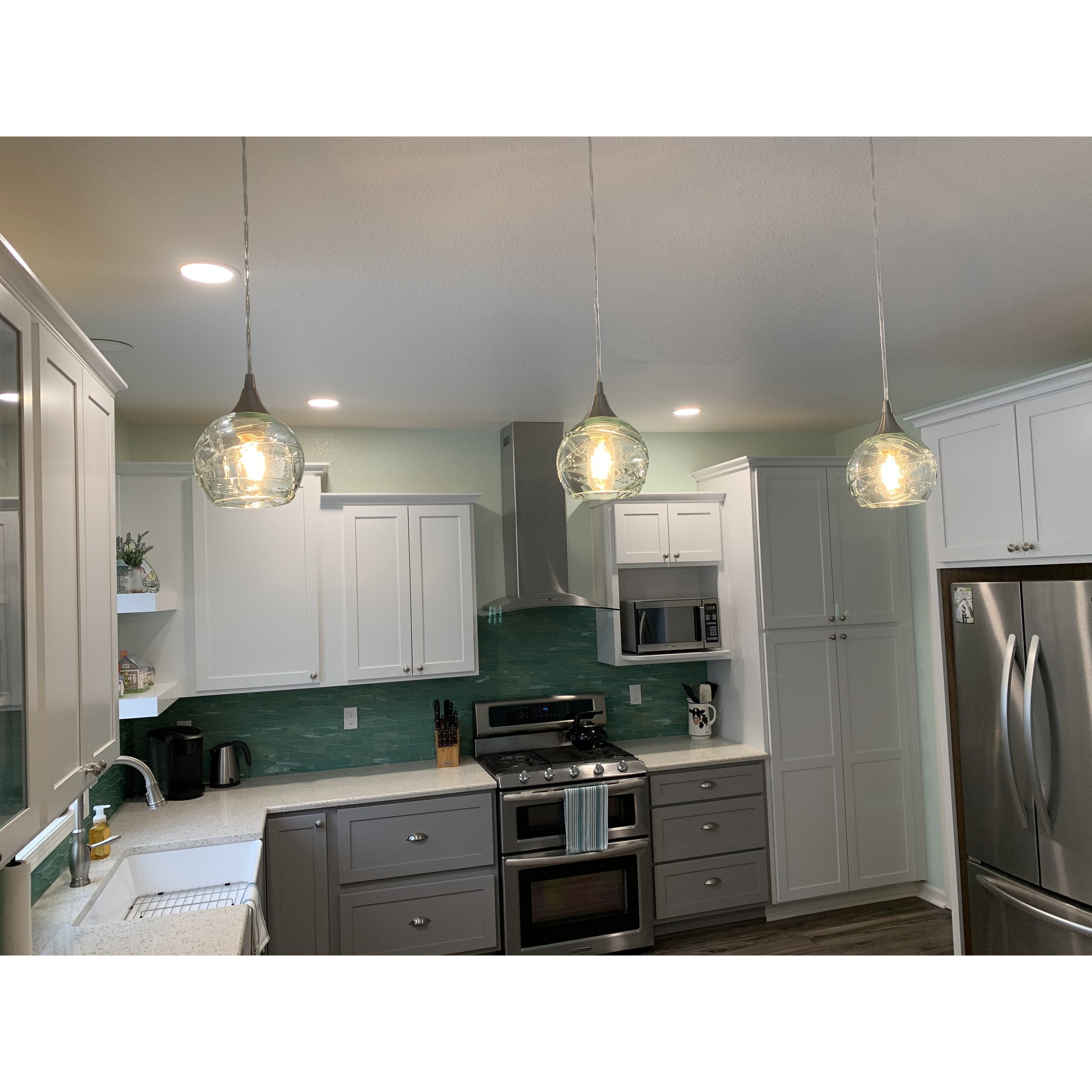 763 Spun: Single Pendant Light-Mini Pendant Lights-Bicycle Glass Co-Steel Blue-Bicycle Glass Co