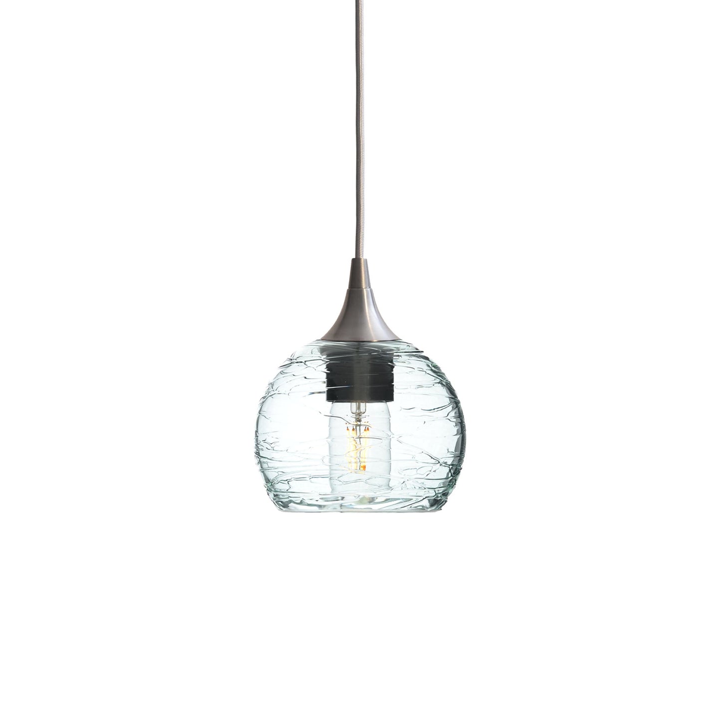 763 Spun: Single Pendant Light-Glass-Bicycle Glass Co - Hotshop-Eco Clear-Brushed Nickel-Bicycle Glass Co
