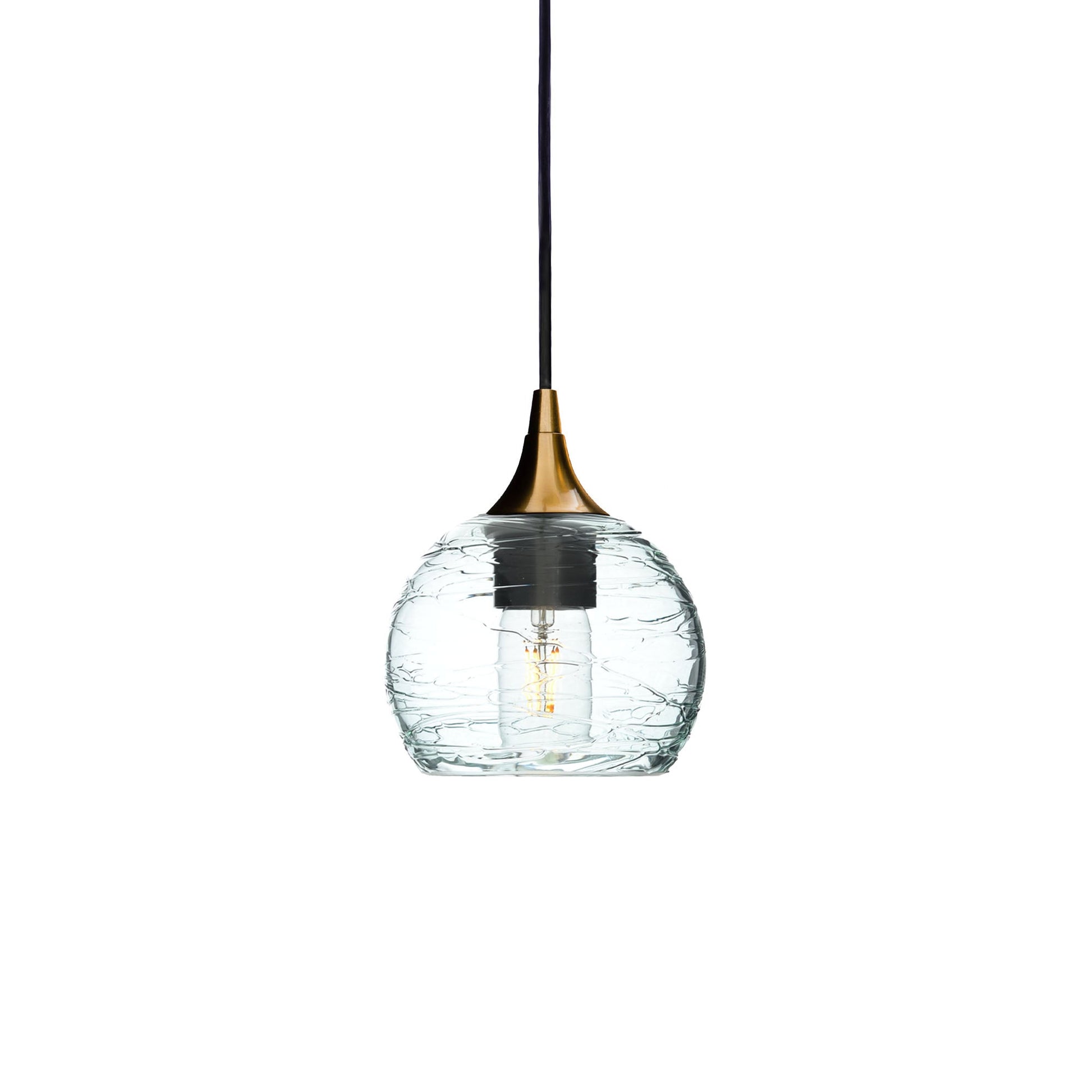 763 Spun: Single Pendant Light-Glass-Bicycle Glass Co - Hotshop-Eco Clear-Polished Brass-Bicycle Glass Co