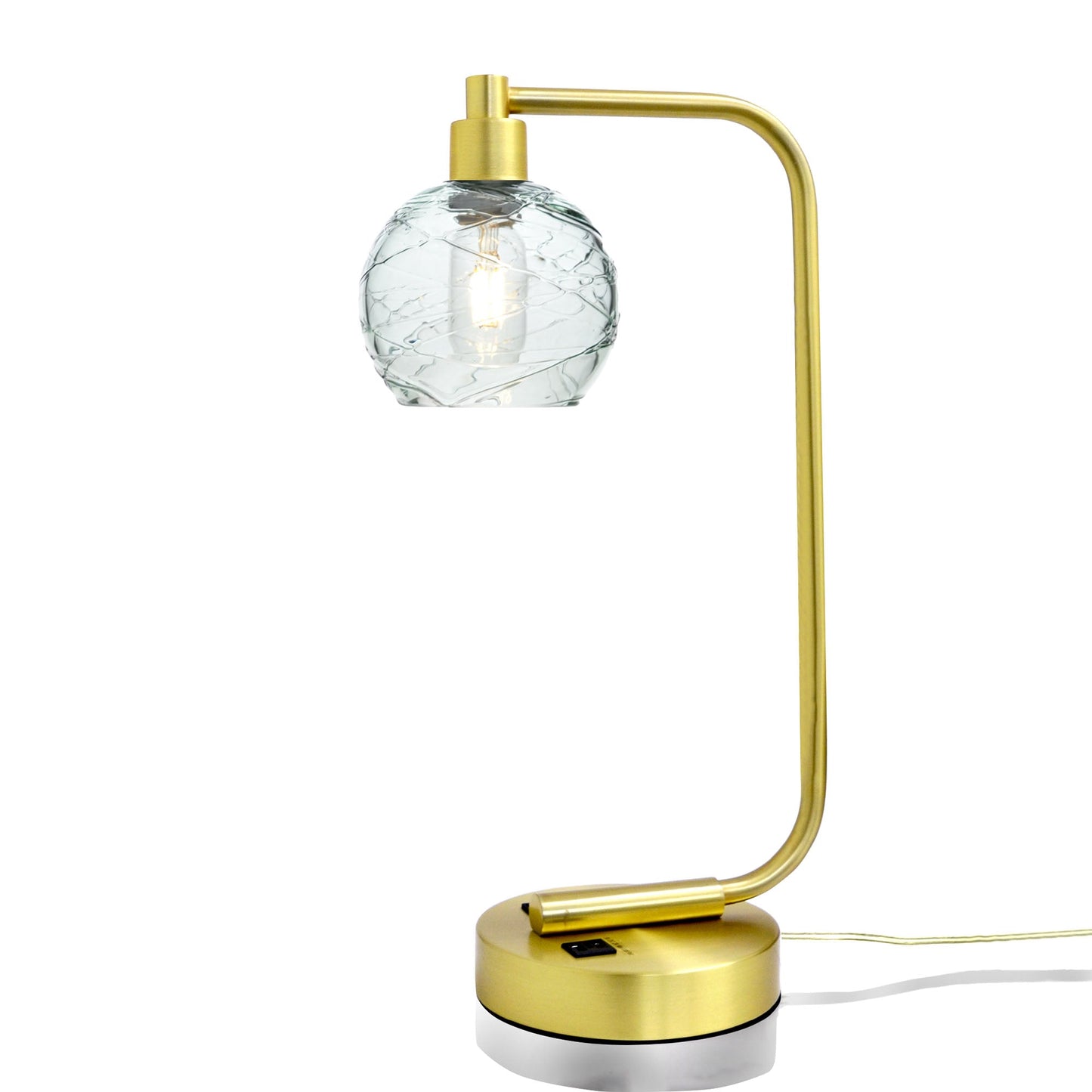 763 Spun: Table Lamp-Glass-Bicycle Glass Co - Hotshop-Eco Clear-Satin Brass-Bicycle Glass Co