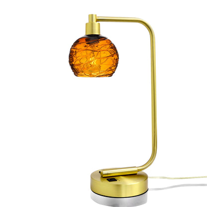 763 Spun: Table Lamp-Glass-Bicycle Glass Co - Hotshop-Golden Amber-Satin Brass-Bicycle Glass Co