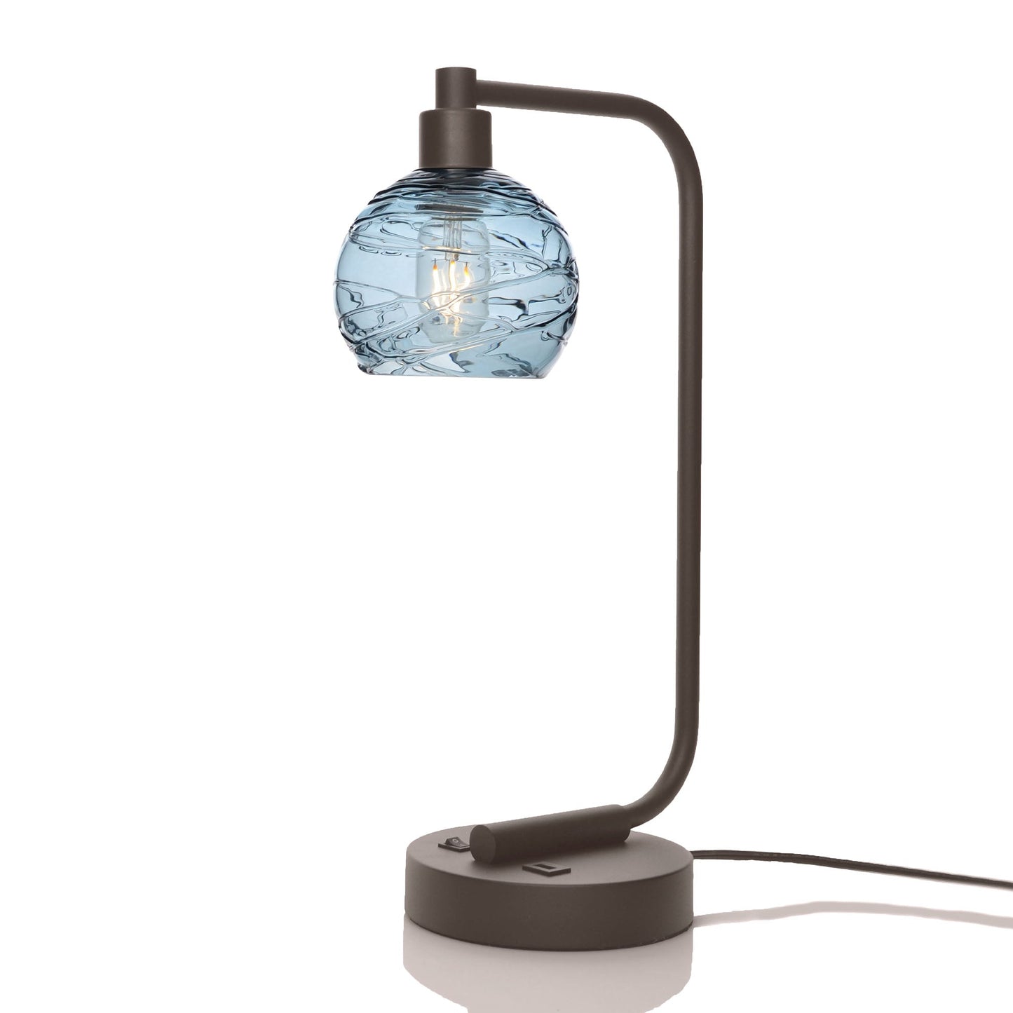 763 Spun: Table Lamp-Glass-Bicycle Glass Co - Hotshop-Slate Gray-Dark Bronze-Bicycle Glass Co