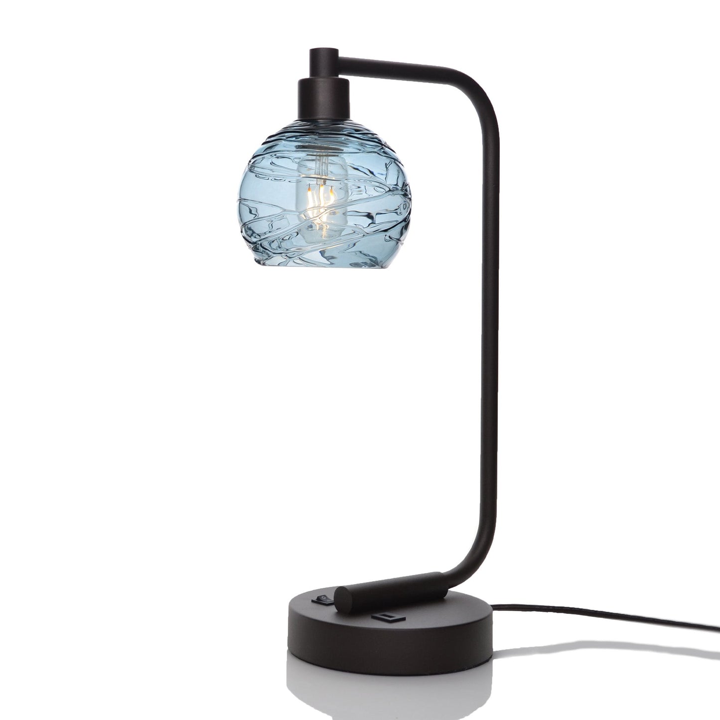763 Spun: Table Lamp-Glass-Bicycle Glass Co - Hotshop-Slate Gray-Antique Bronze-4 Watt LED (+$0.00)-Bicycle Glass Co
