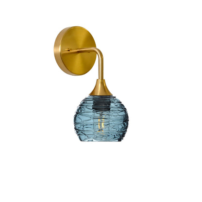 763 Spun: Wall Sconce-Glass-Bicycle Glass Co - Hotshop-Slate Gray-Polished Brass-Bicycle Glass Co