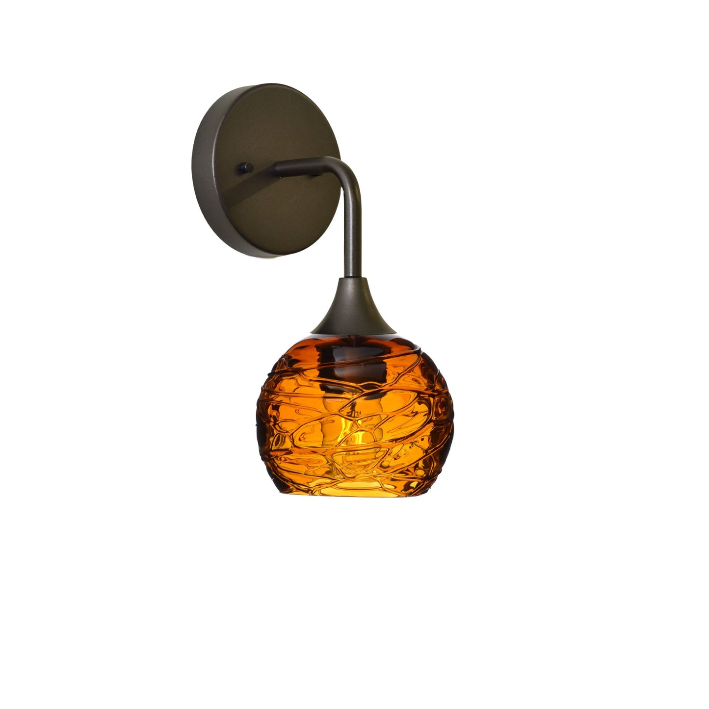 763 Spun: Wall Sconce-Glass-Bicycle Glass Co - Hotshop-Golden Amber-Antique Bronze-Bicycle Glass Co