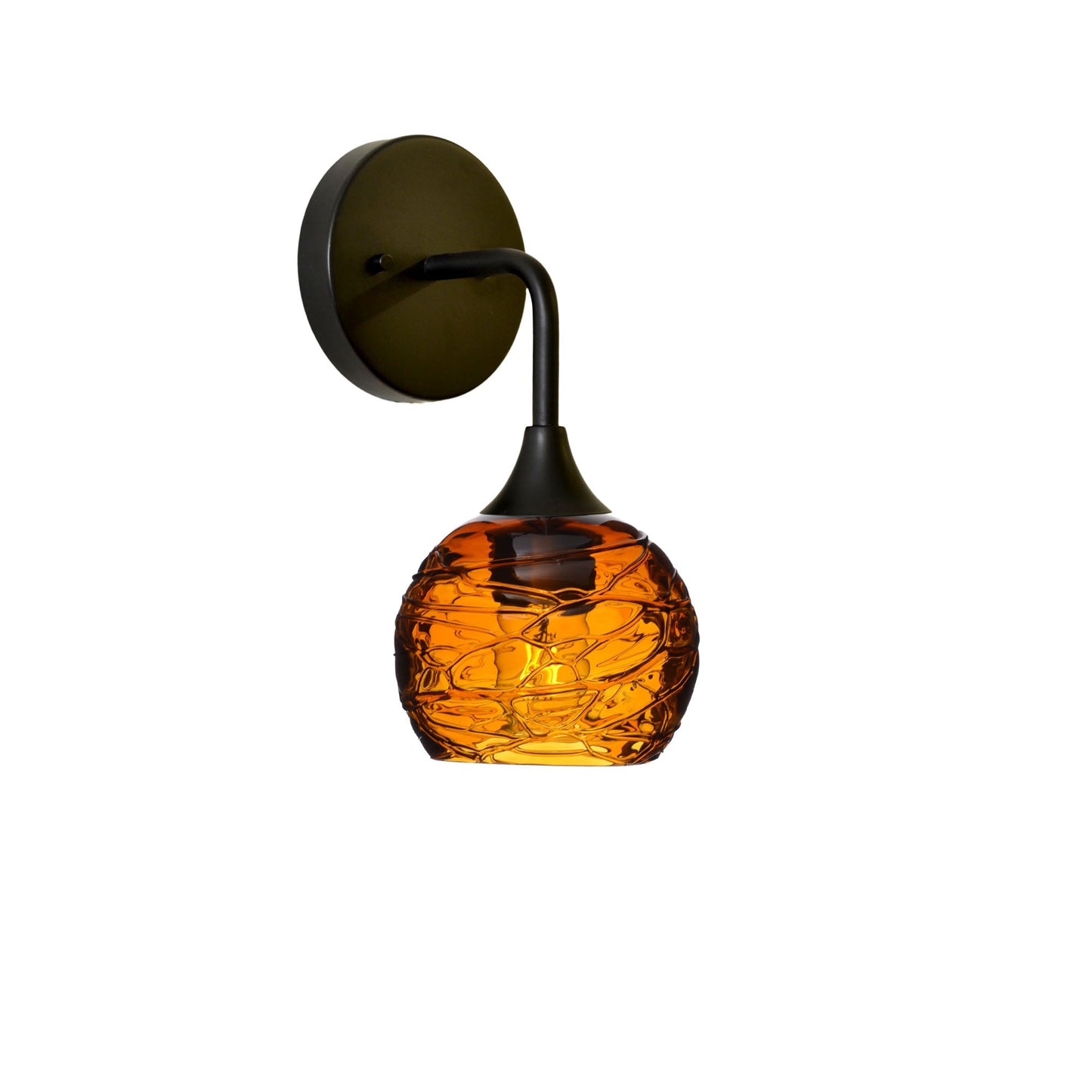 763 Spun: Wall Sconce-Glass-Bicycle Glass Co - Hotshop-Golden Amber-Matte Black-Bicycle Glass Co