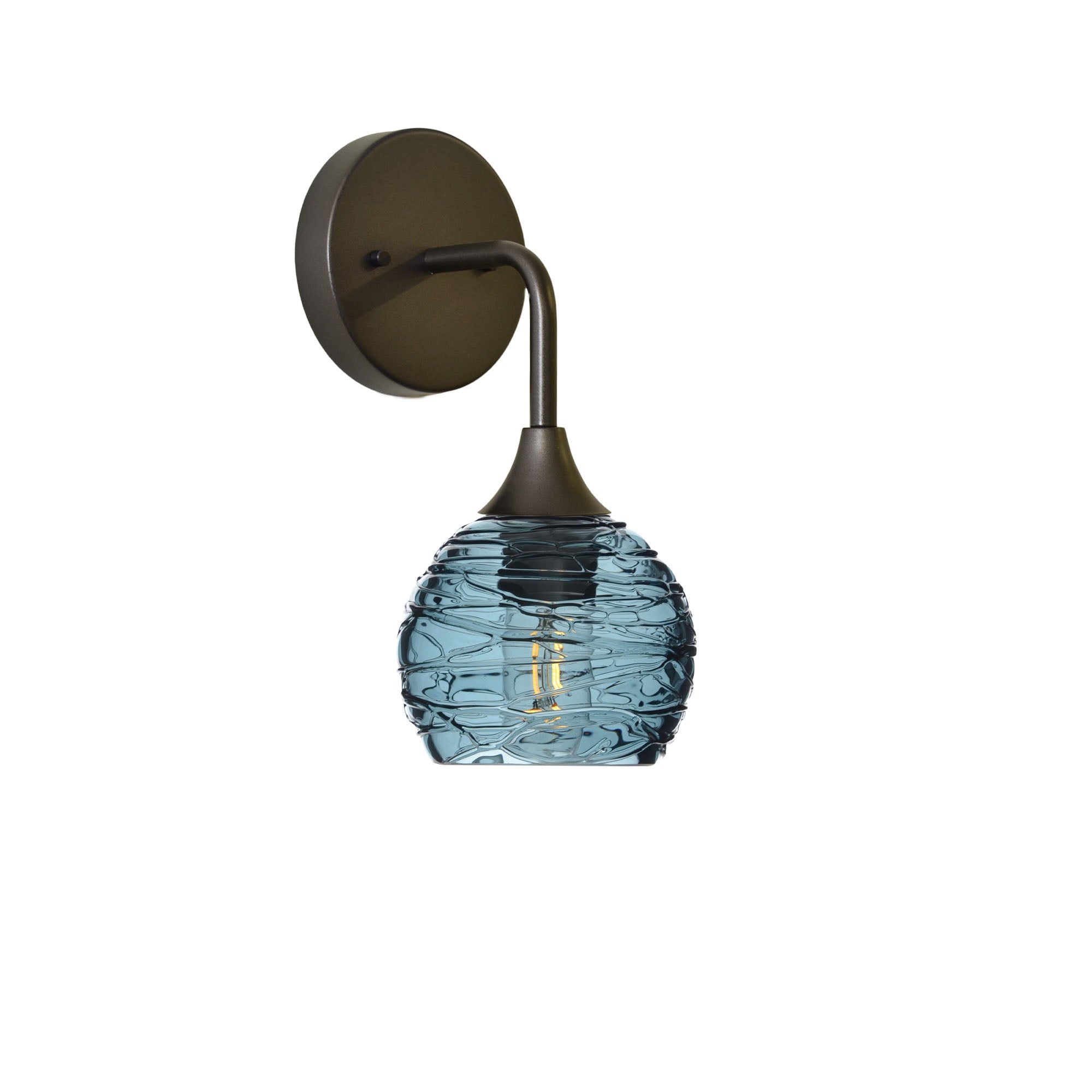 763 Spun: Wall Sconce-Glass-Bicycle Glass Co - Hotshop-Slate Gray-Antique Bronze-Bicycle Glass Co