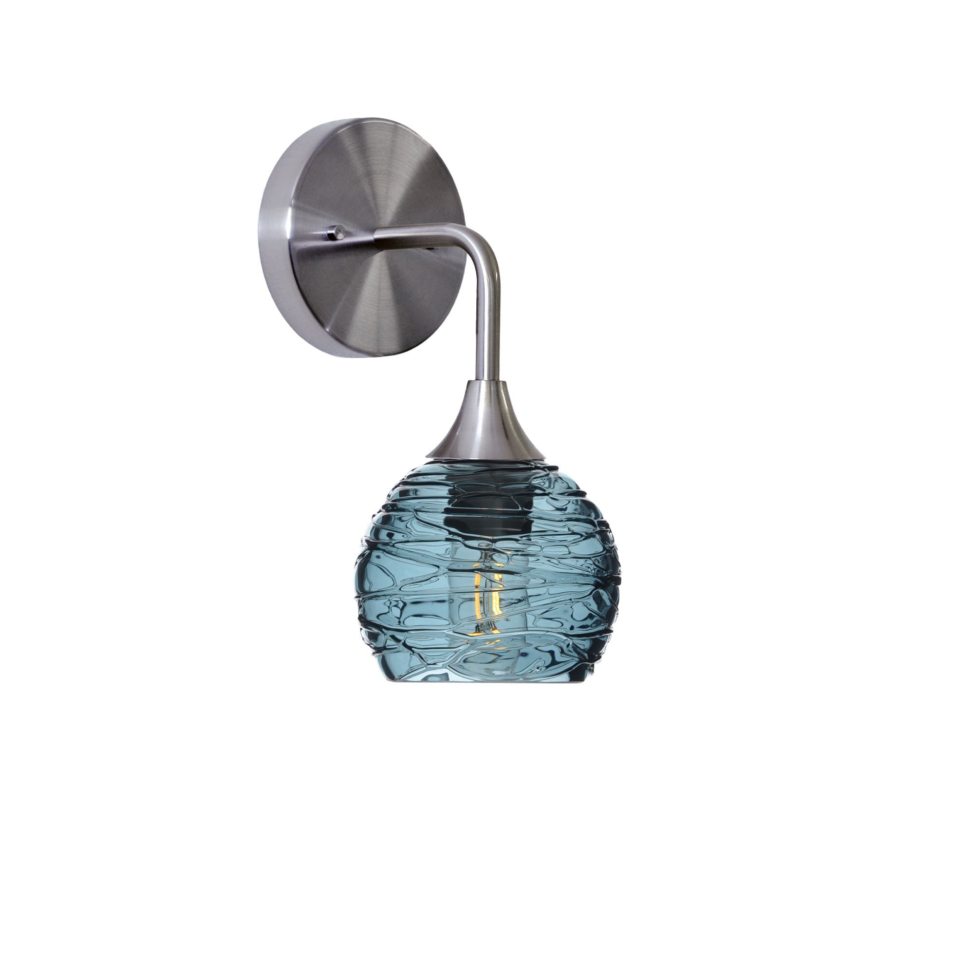 763 Spun: Wall Sconce-Glass-Bicycle Glass Co - Hotshop-Slate Gray-Brushed Nickel-Bicycle Glass Co