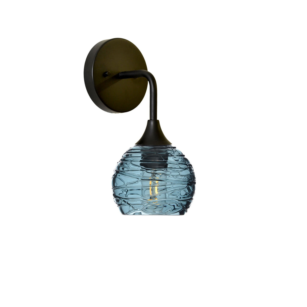 763 Spun: Wall Sconce-Glass-Bicycle Glass Co - Hotshop-Slate Gray-Matte Black-Bicycle Glass Co