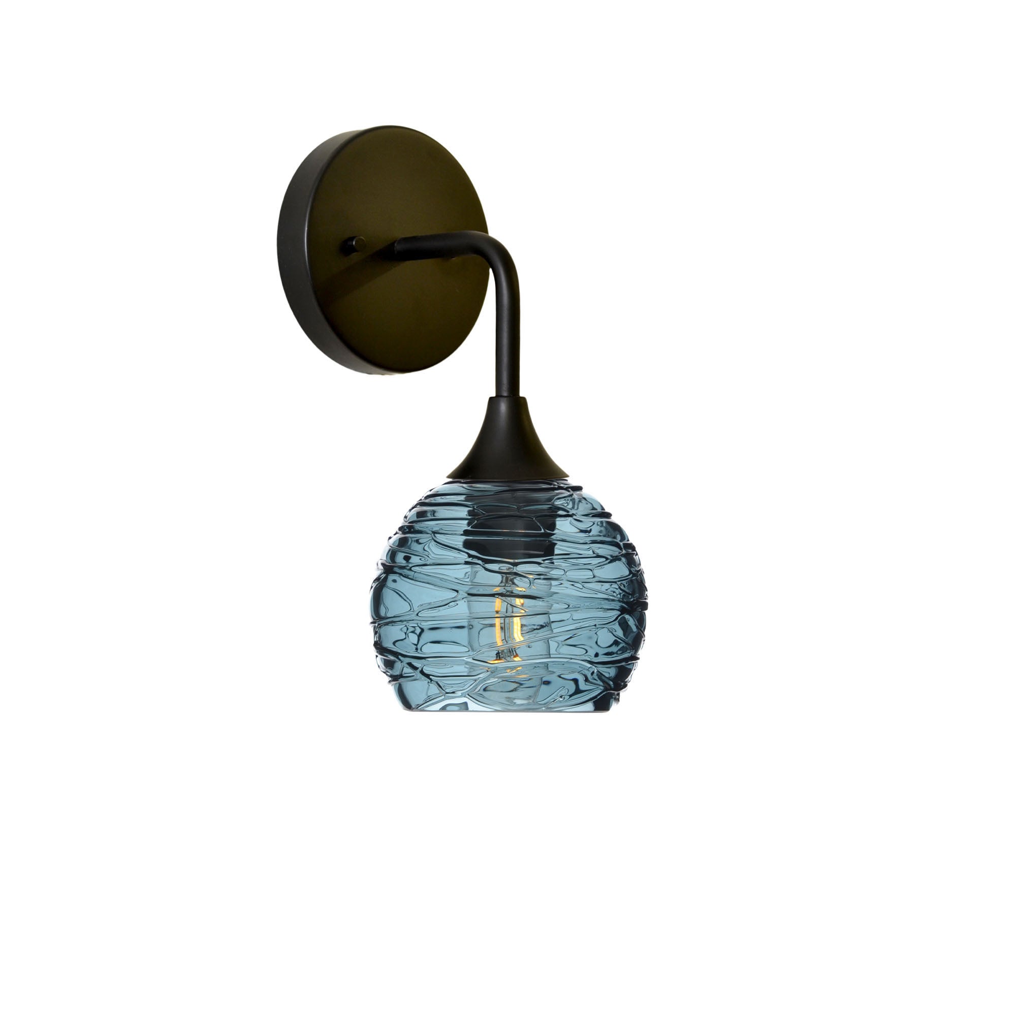 763 Spun: Wall Sconce-Glass-Bicycle Glass Co - Hotshop-Slate Gray-Matte Black-Bicycle Glass Co
