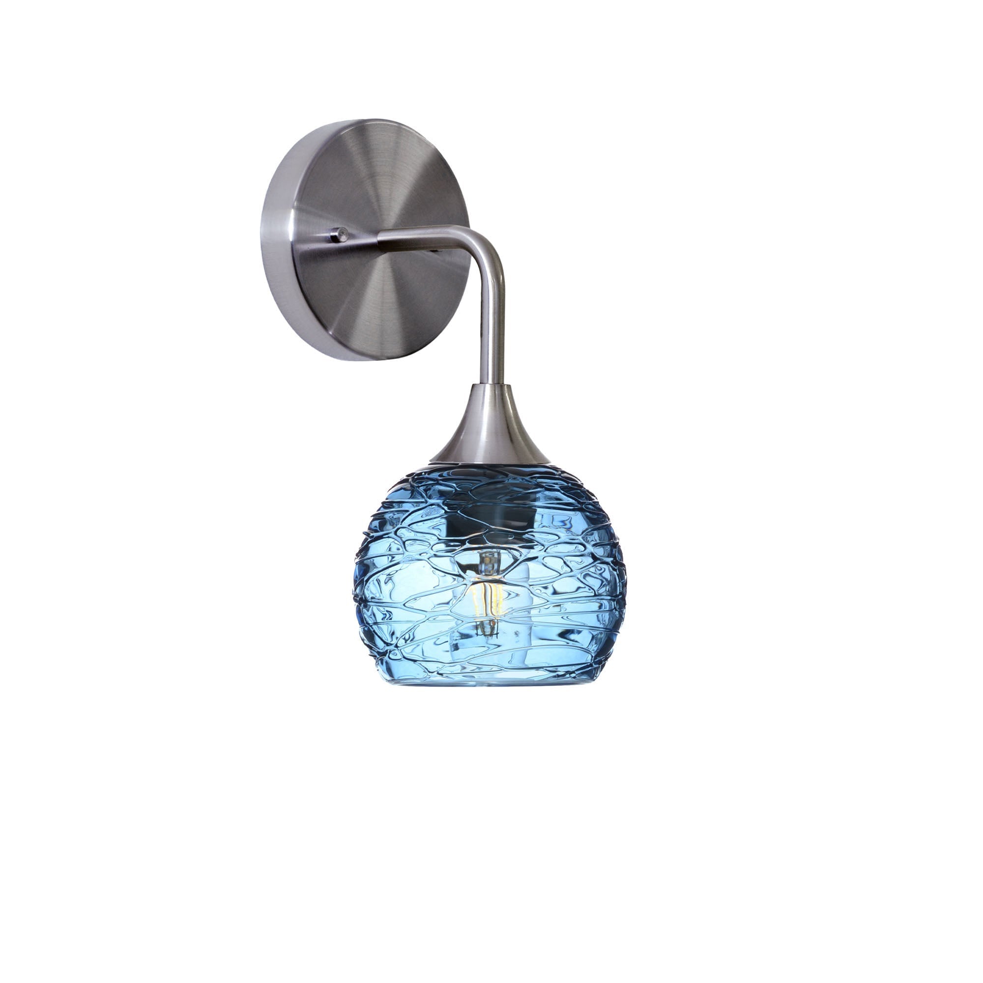 763 Spun: Wall Sconce-Glass-Bicycle Glass Co - Hotshop-Steel Blue-Brushed Nickel-Bicycle Glass Co