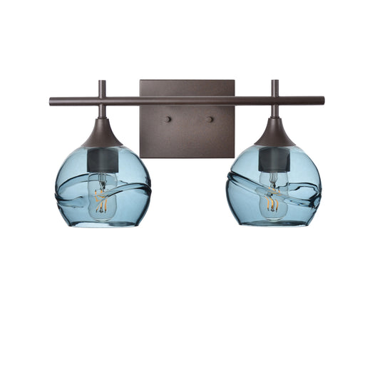 763 Swell: 2 Light Wall Vanity-Glass-Bicycle Glass Co - Hotshop-Slate Gray-Antique Bronze-Bicycle Glass Co