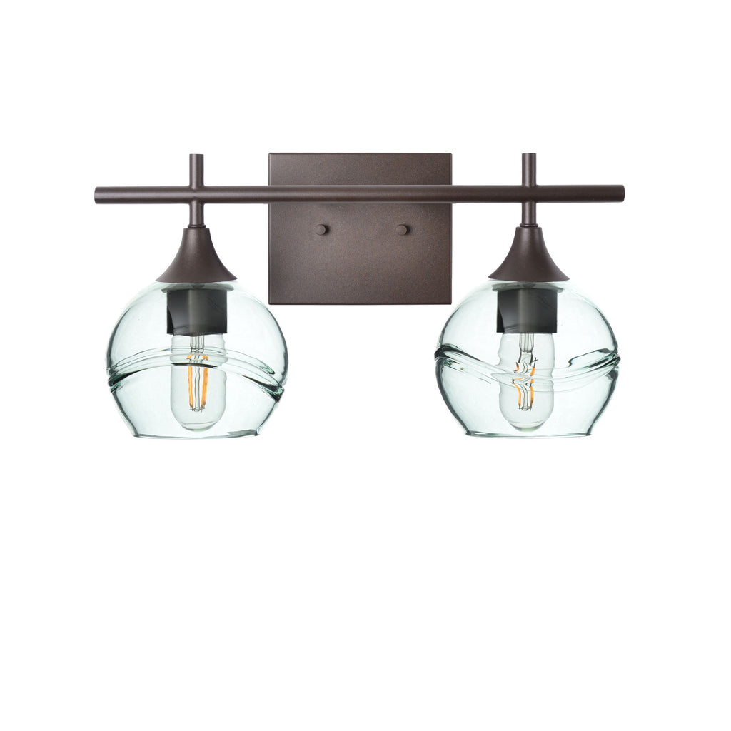 763 Swell: 2 Light Wall Vanity-Glass-Bicycle Glass Co - Hotshop-Eco Clear-Antique Bronze-Bicycle Glass Co