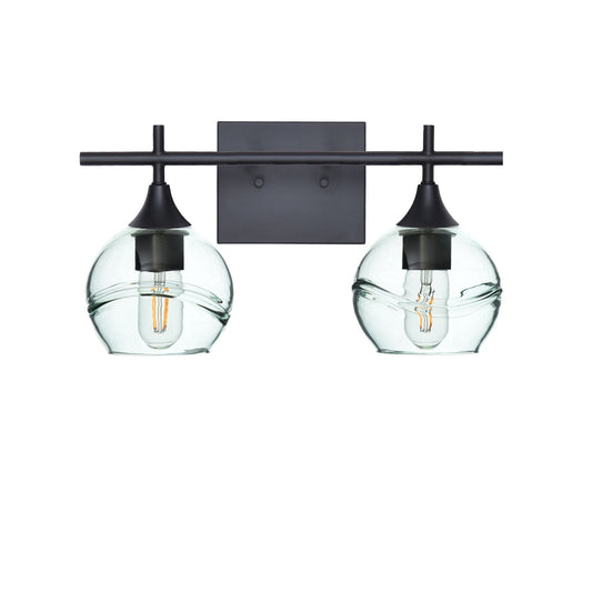 763 Swell: 2 Light Wall Vanity-Glass-Bicycle Glass Co - Hotshop-Eco Clear-Matte Black-Bicycle Glass Co