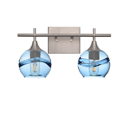 763 Swell: 2 Light Wall Vanity-Glass-Bicycle Glass Co - Hotshop-Steel Blue-Brushed Nickel-Bicycle Glass Co