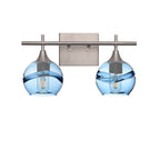 763 Swell: 2 Light Wall Vanity-Glass-Bicycle Glass Co - Hotshop-Steel Blue-Brushed Nickel-Bicycle Glass Co
