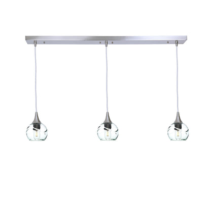 763 Swell: 3 Pendant Linear Chandelier-Glass-Bicycle Glass Co - Hotshop-Eco Clear-Brushed Nickel-Bicycle Glass Co