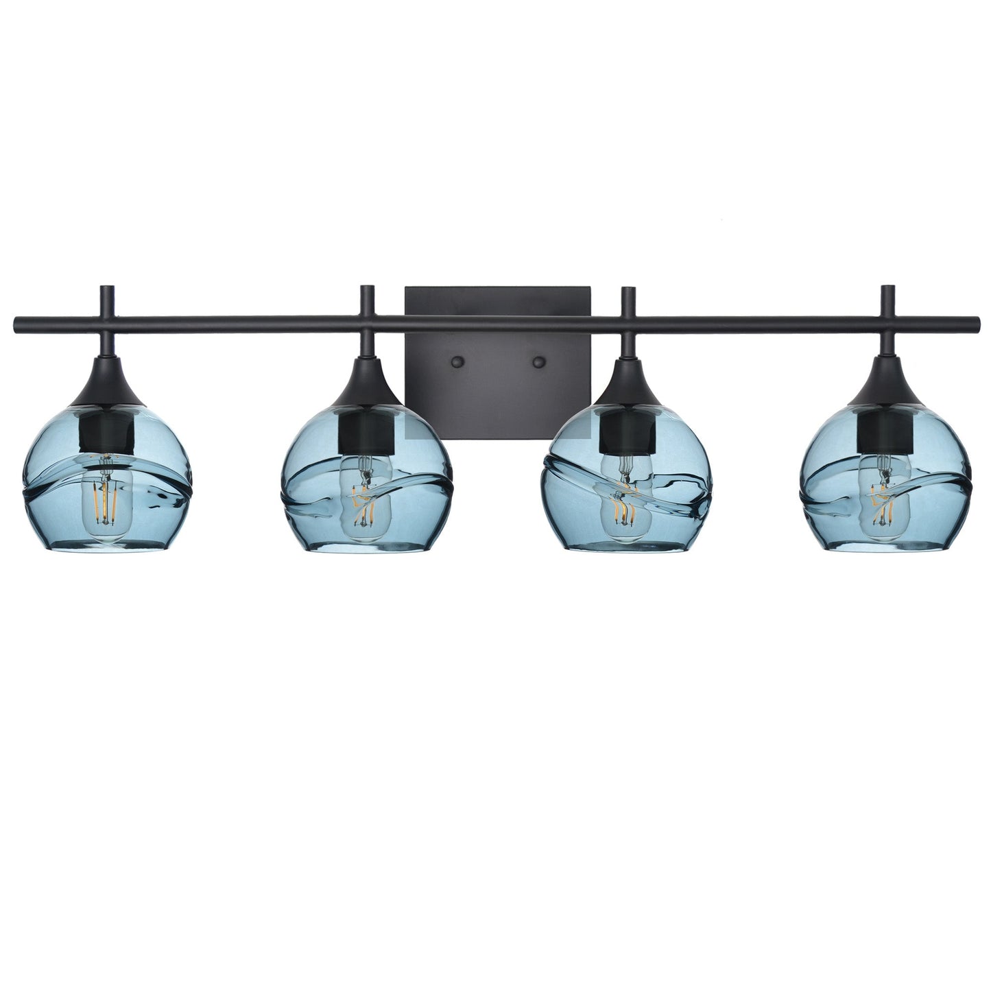 763 Swell: 4 Light Wall Vanity-Glass-Bicycle Glass Co - Hotshop-Golden Amber-Brushed Nickel-Bicycle Glass Co