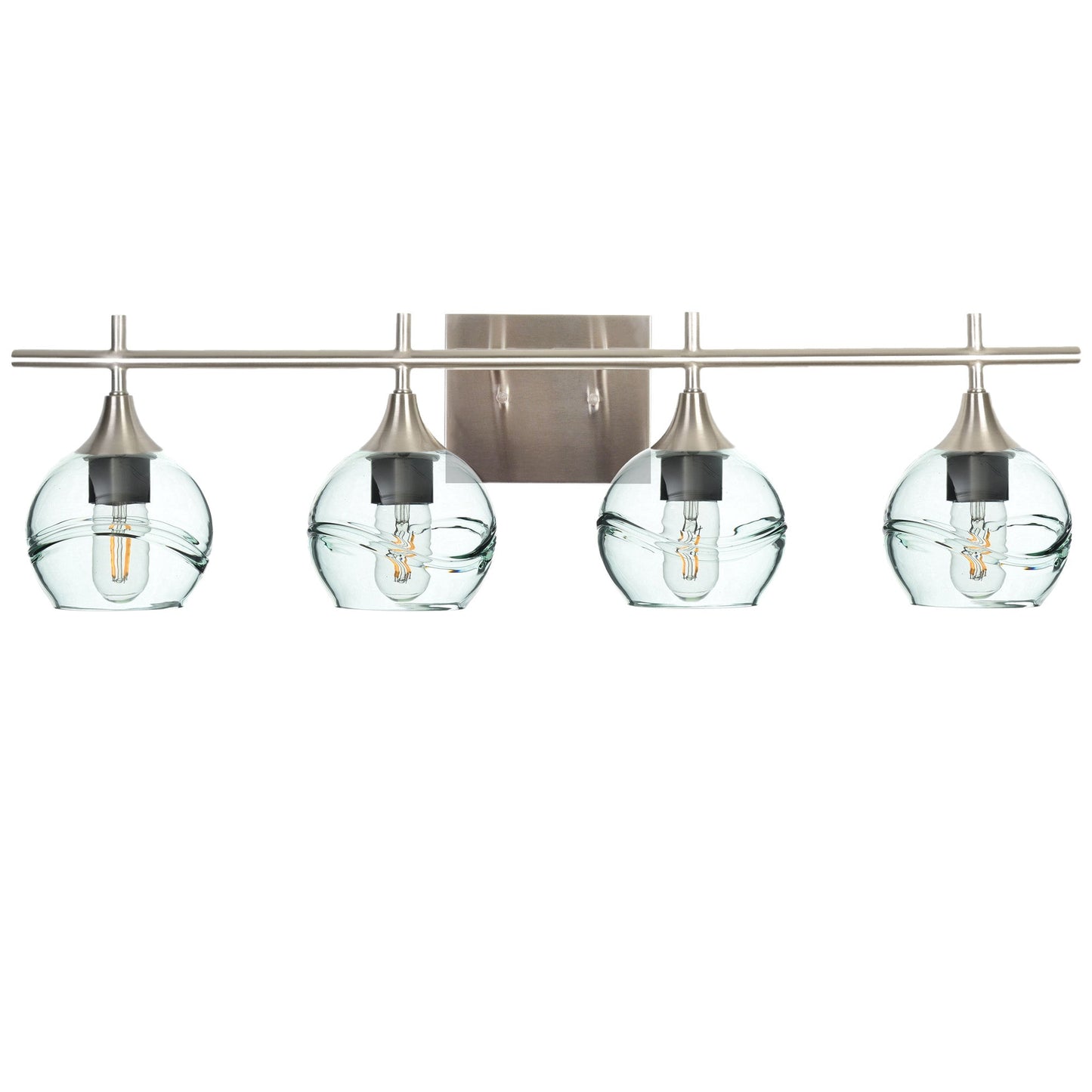 763 Swell: 4 Light Wall Vanity-Glass-Bicycle Glass Co - Hotshop-Eco Clear-Brushed Nickel-Bicycle Glass Co