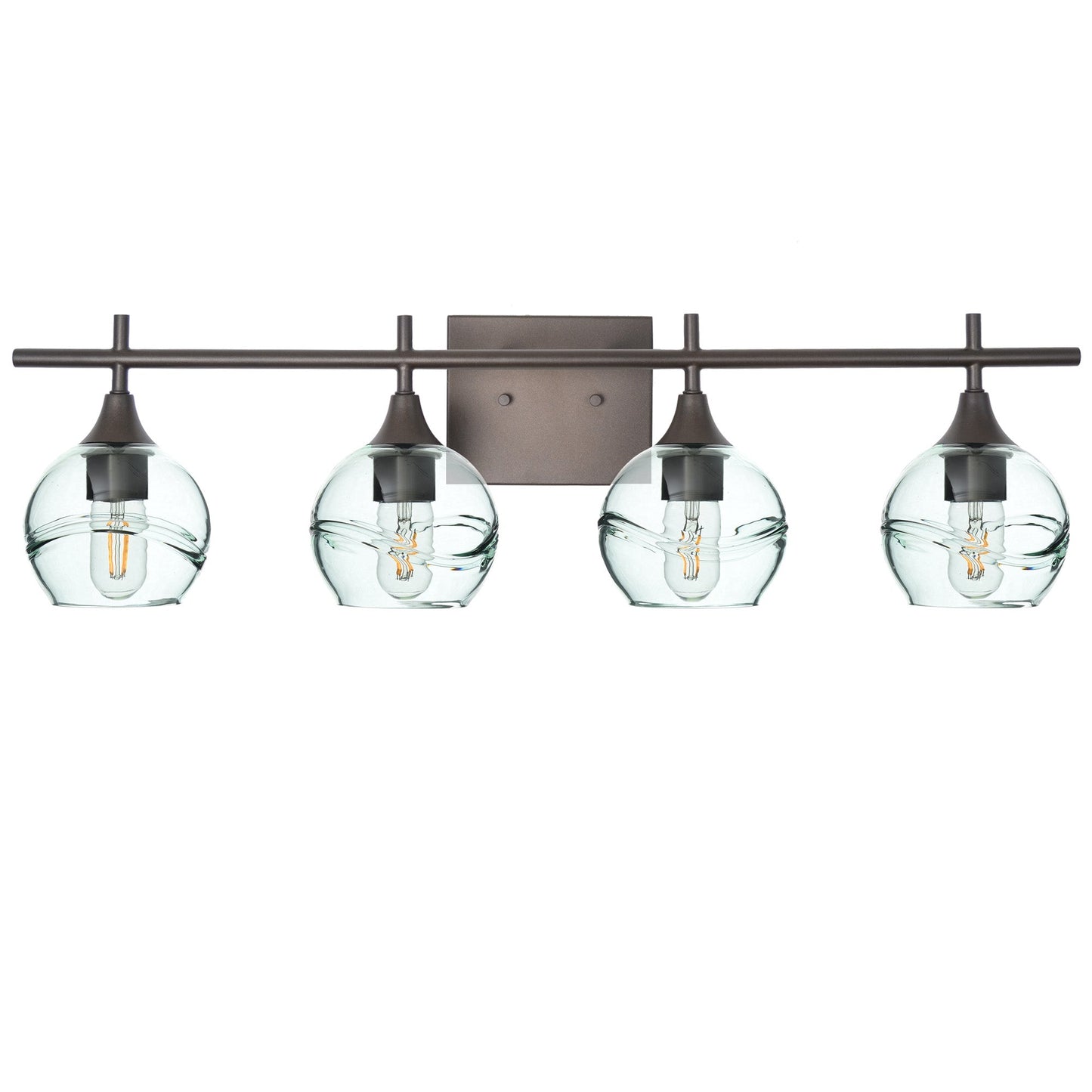 763 Swell: 4 Light Wall Vanity-Glass-Bicycle Glass Co - Hotshop-Eco Clear-Dark Bronze-Bicycle Glass Co