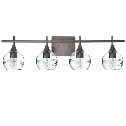 763 Swell: 4 Light Wall Vanity-Glass-Bicycle Glass Co - Hotshop-Eco Clear-Dark Bronze-Bicycle Glass Co