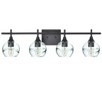 763 Swell: 4 Light Wall Vanity-Glass-Bicycle Glass Co - Hotshop-Eco Clear-Matte Black-Bicycle Glass Co