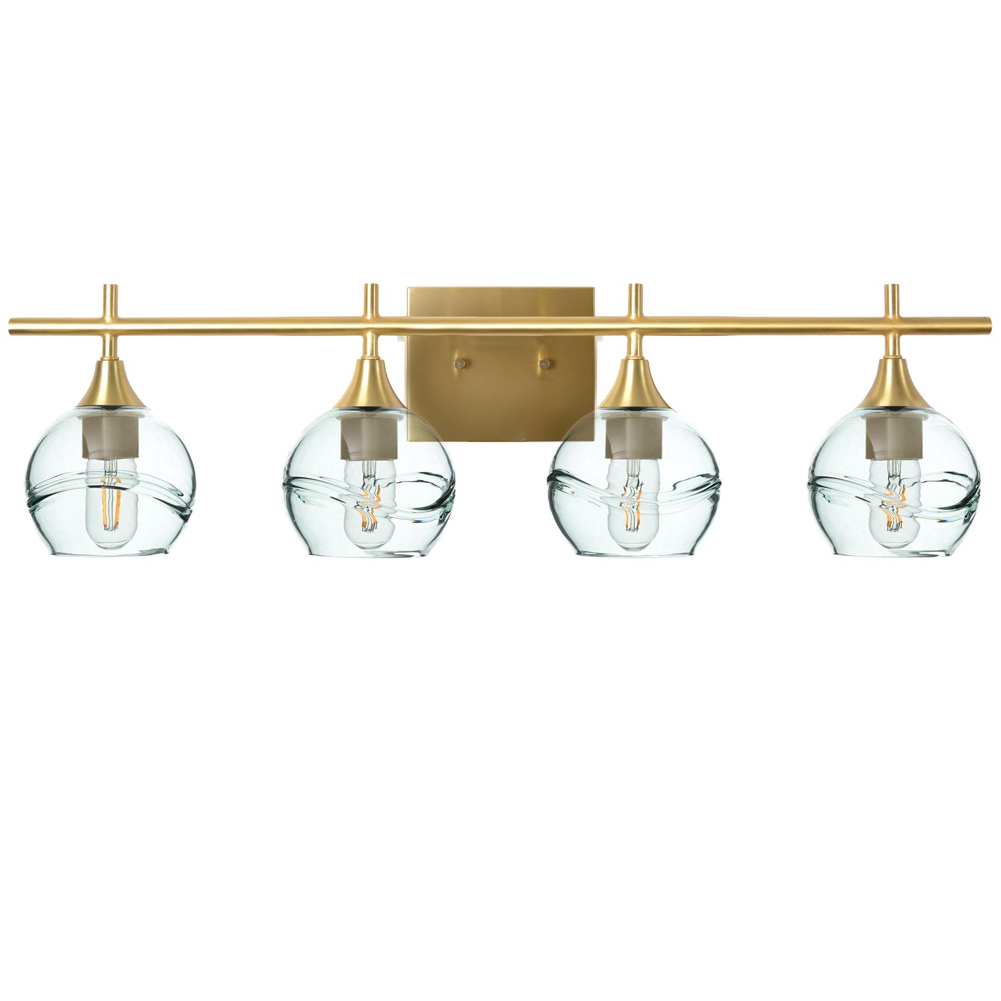 763 Swell: 4 Light Wall Vanity-Glass-Bicycle Glass Co - Hotshop-Eco Clear-Polished Brass-Bicycle Glass Co
