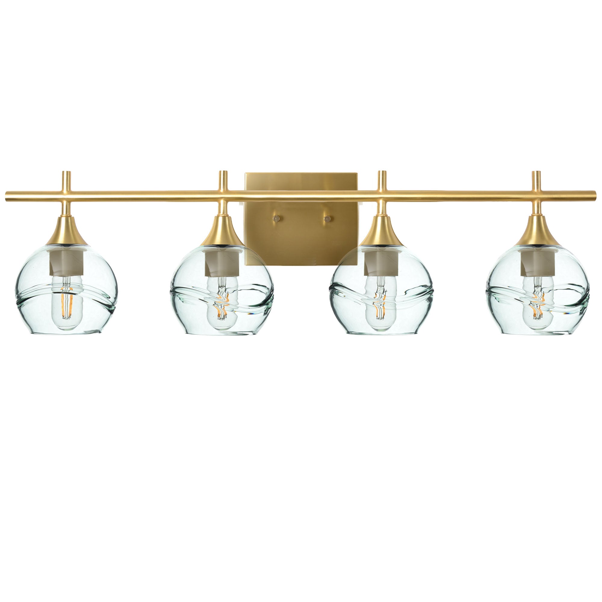 763 Swell: 4 Light Wall Vanity-Glass-Bicycle Glass Co - Hotshop-Eco Clear-Polished Brass-Bicycle Glass Co