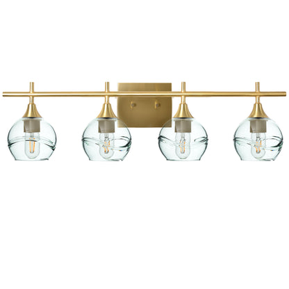 763 Swell: 4 Light Wall Vanity-Glass-Bicycle Glass Co - Hotshop-Eco Clear-Polished Brass-Bicycle Glass Co