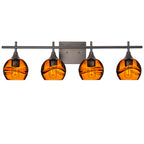 763 Swell: 4 Light Wall Vanity-Glass-Bicycle Glass Co - Hotshop-Steel Blue-Brushed Nickel-Bicycle Glass Co