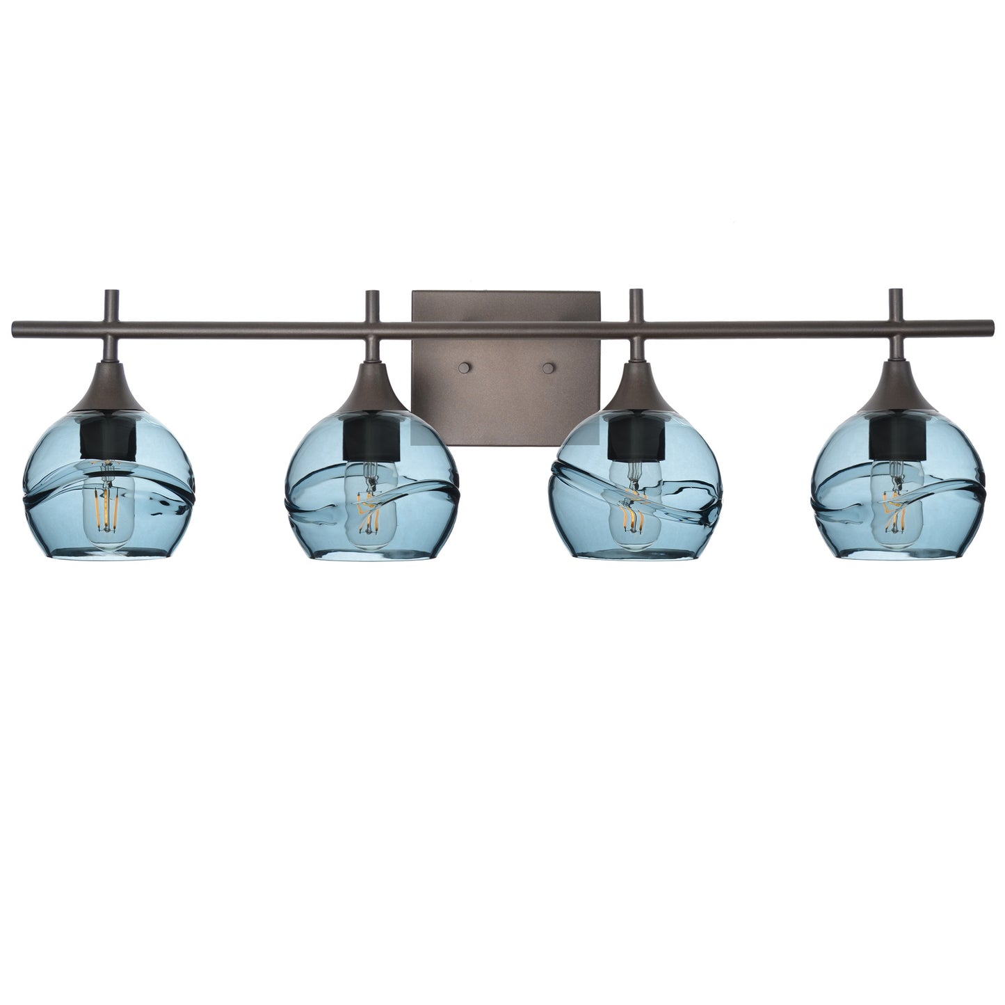 763 Swell: 4 Light Wall Vanity-Glass-Bicycle Glass Co - Hotshop-Slate Gray-Brushed Nickel-Bicycle Glass Co