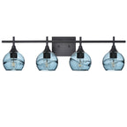 763 Swell: 4 Light Wall Vanity-Glass-Bicycle Glass Co - Hotshop-Golden Amber-Brushed Nickel-Bicycle Glass Co