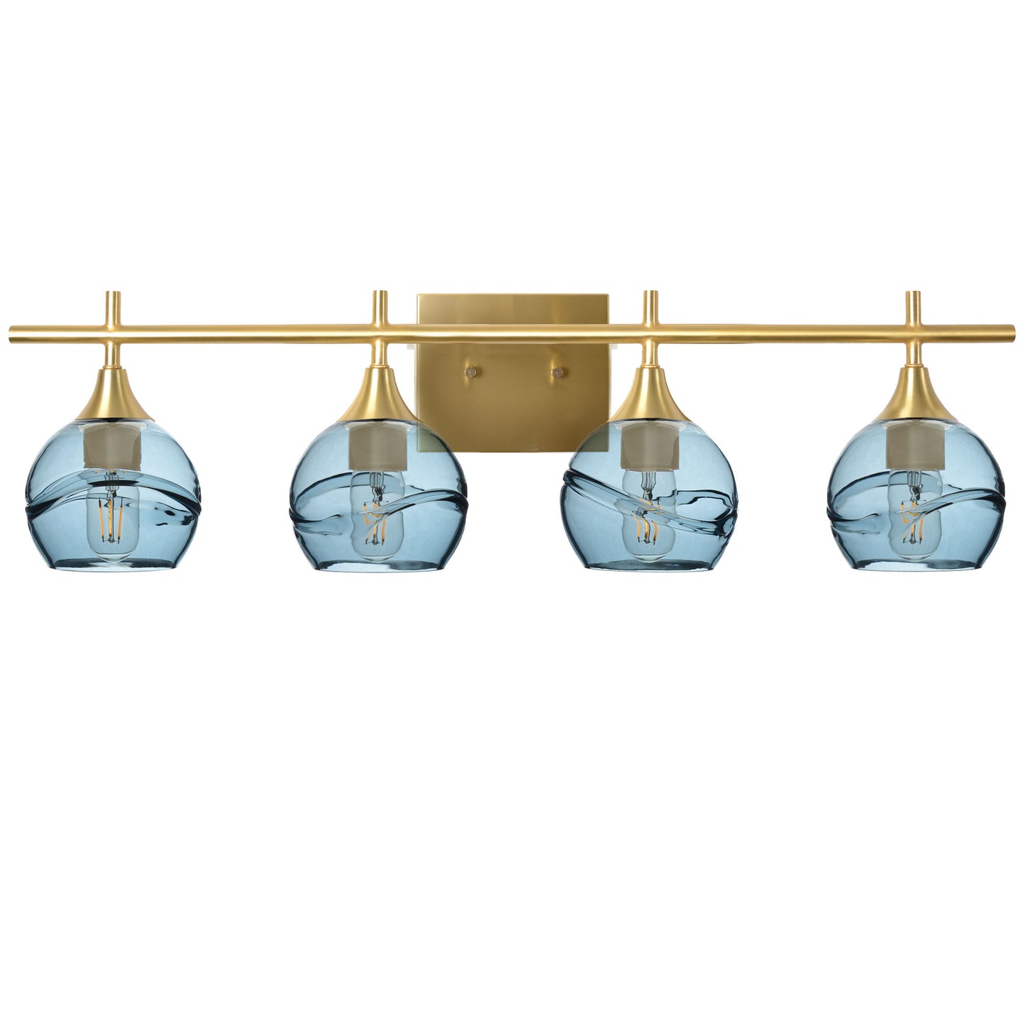 763 Swell: 4 Light Wall Vanity-Glass-Bicycle Glass Co - Hotshop-Slate Gray-Polished Brass-Bicycle Glass Co