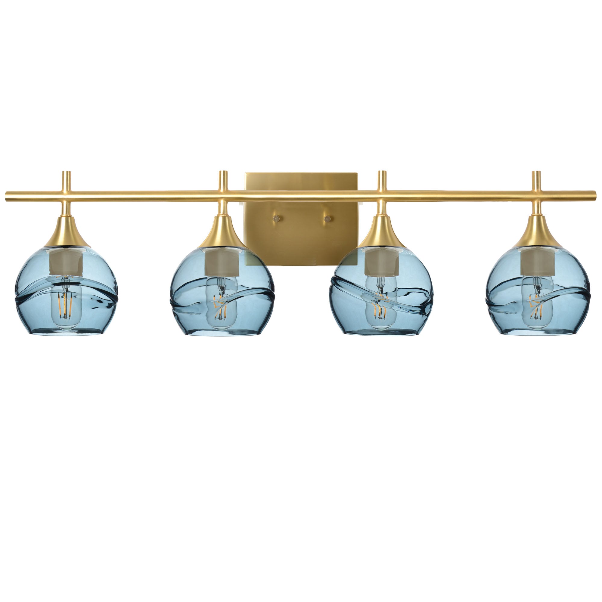 763 Swell: 4 Light Wall Vanity-Glass-Bicycle Glass Co - Hotshop-Slate Gray-Polished Brass-Bicycle Glass Co