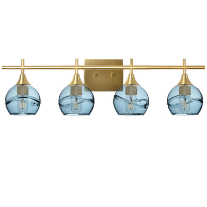 763 Swell: 4 Light Wall Vanity-Glass-Bicycle Glass Co - Hotshop-Slate Gray-Polished Brass-Bicycle Glass Co