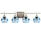 763 Swell: 4 Light Wall Vanity-Glass-Bicycle Glass Co - Hotshop-Steel Blue-Brushed Nickel-Bicycle Glass Co