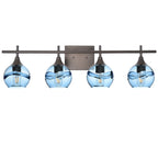 763 Swell: 4 Light Wall Vanity-Glass-Bicycle Glass Co - Hotshop-Steel Blue-Brushed Nickel-Bicycle Glass Co