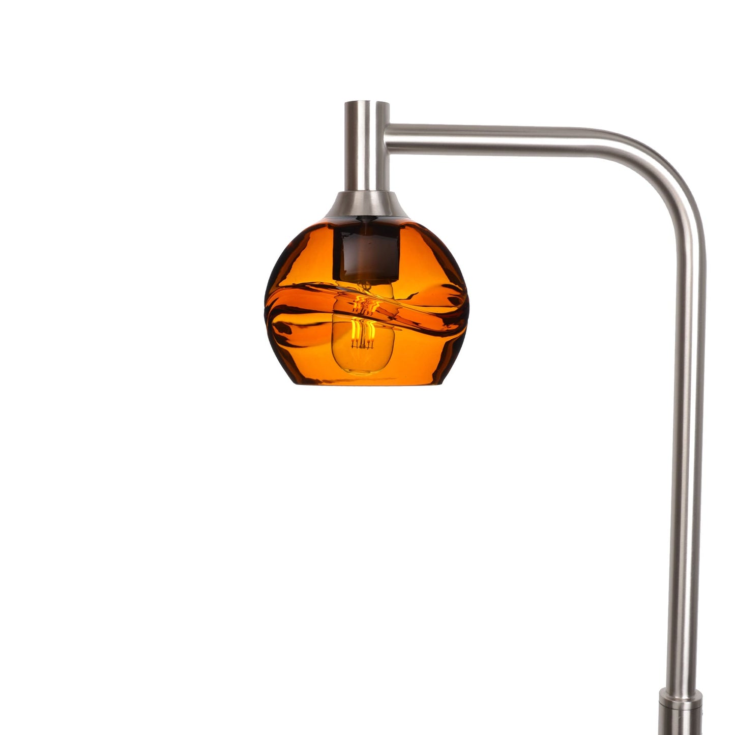 763 Swell: Floor Lamp-Glass-Bicycle Glass Co - Hotshop-Golden Amber-Brushed Nickel-Bicycle Glass Co