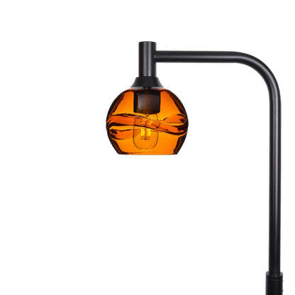 763 Swell: Floor Lamp-Glass-Bicycle Glass Co - Hotshop-Golden Amber-Matte Black-Bicycle Glass Co