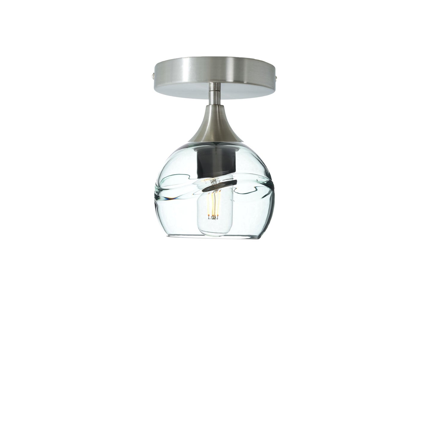 763 Swell: Semi Flush Light-Glass-Bicycle Glass Co-Eco Clear-Brushed Nickel-Bicycle Glass Co