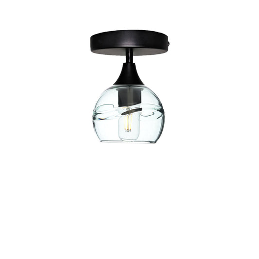 763 Swell: Semi Flush Light-Glass-Bicycle Glass Co-Eco Clear-Matte Black-Bicycle Glass Co