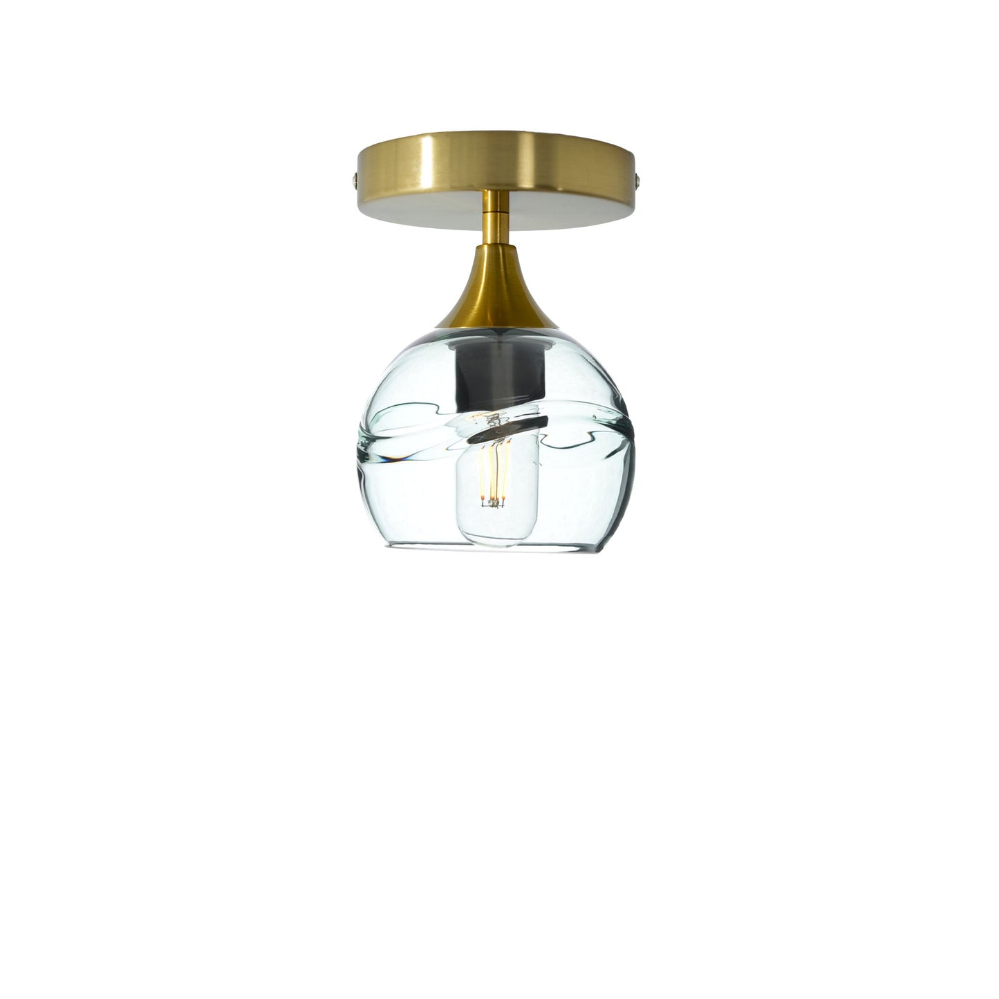 763 Swell: Semi Flush Light-Glass-Bicycle Glass Co-Eco Clear-Polished Brass-Bicycle Glass Co