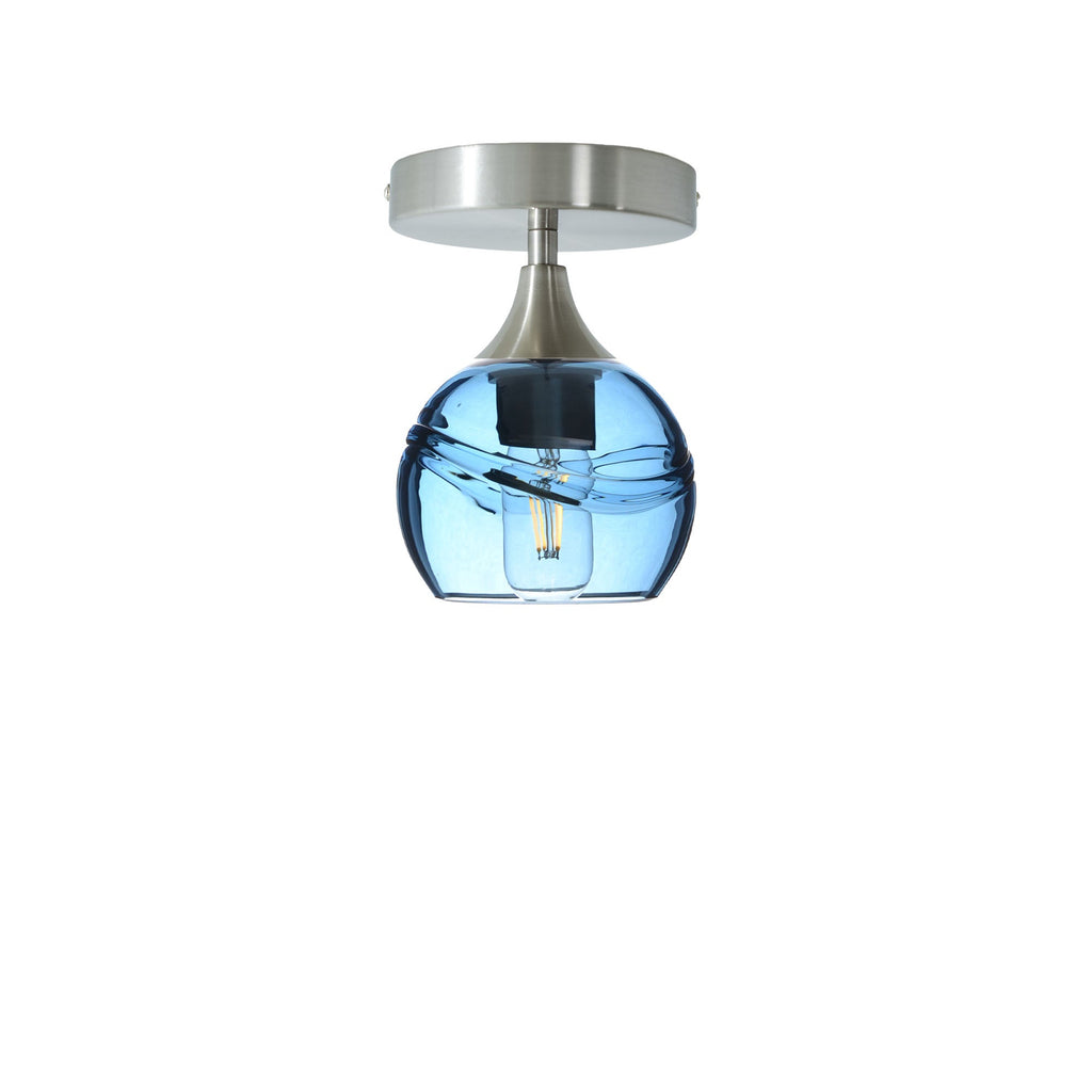 763 Swell: Semi Flush Light-Glass-Bicycle Glass Co-Steel Blue-Brushed Nickel-Bicycle Glass Co